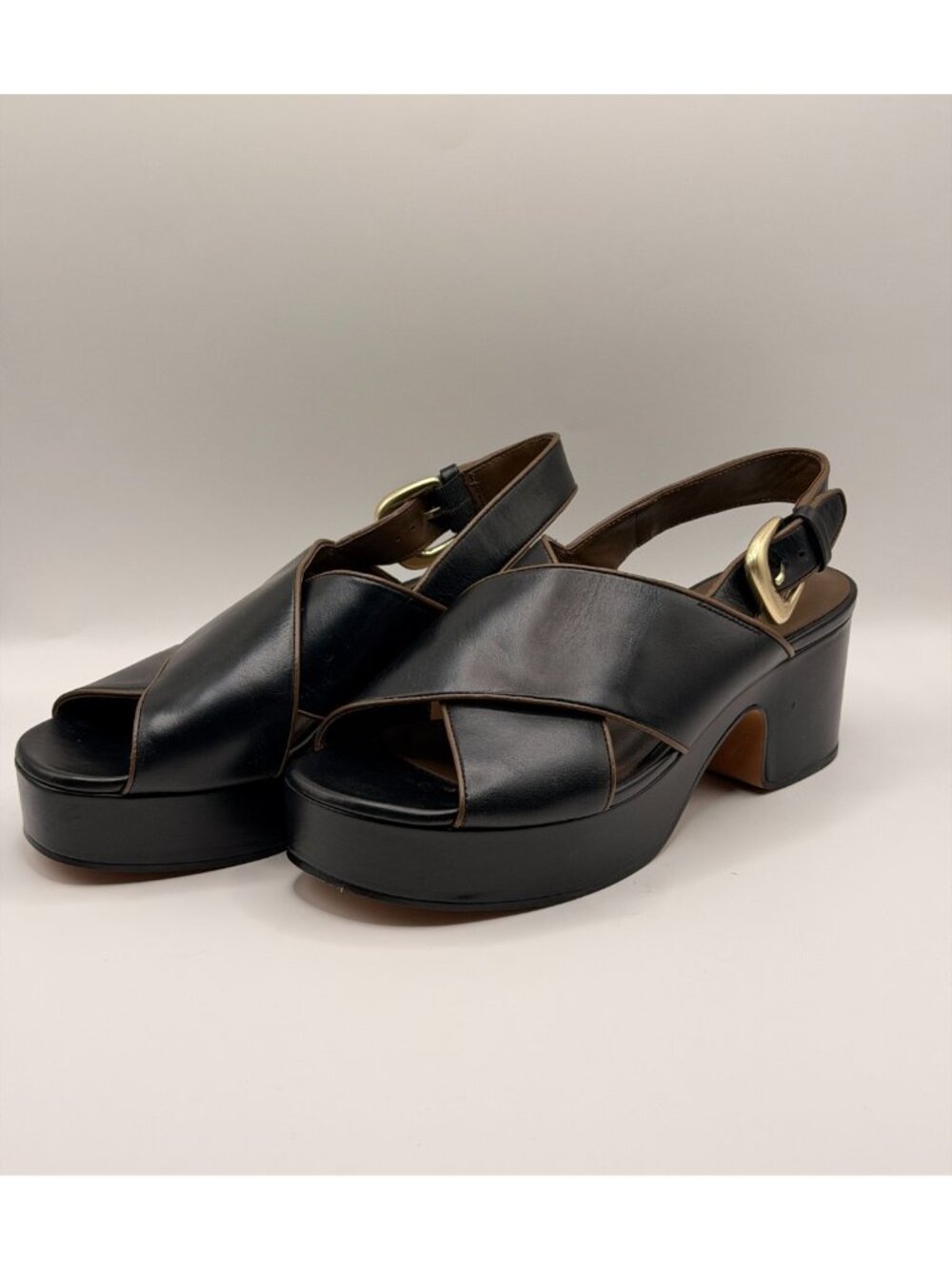 Vince Womens Marlene Black Leather Strap Slingback Heeled Sandal Sz 7.5